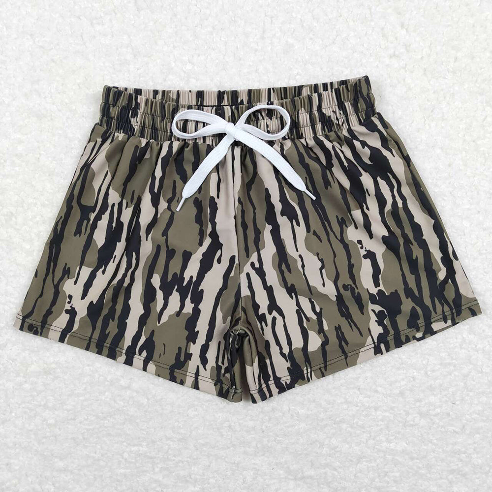 Boys Camo Print Summer Beach Swim Trunks Brothers Swimwear