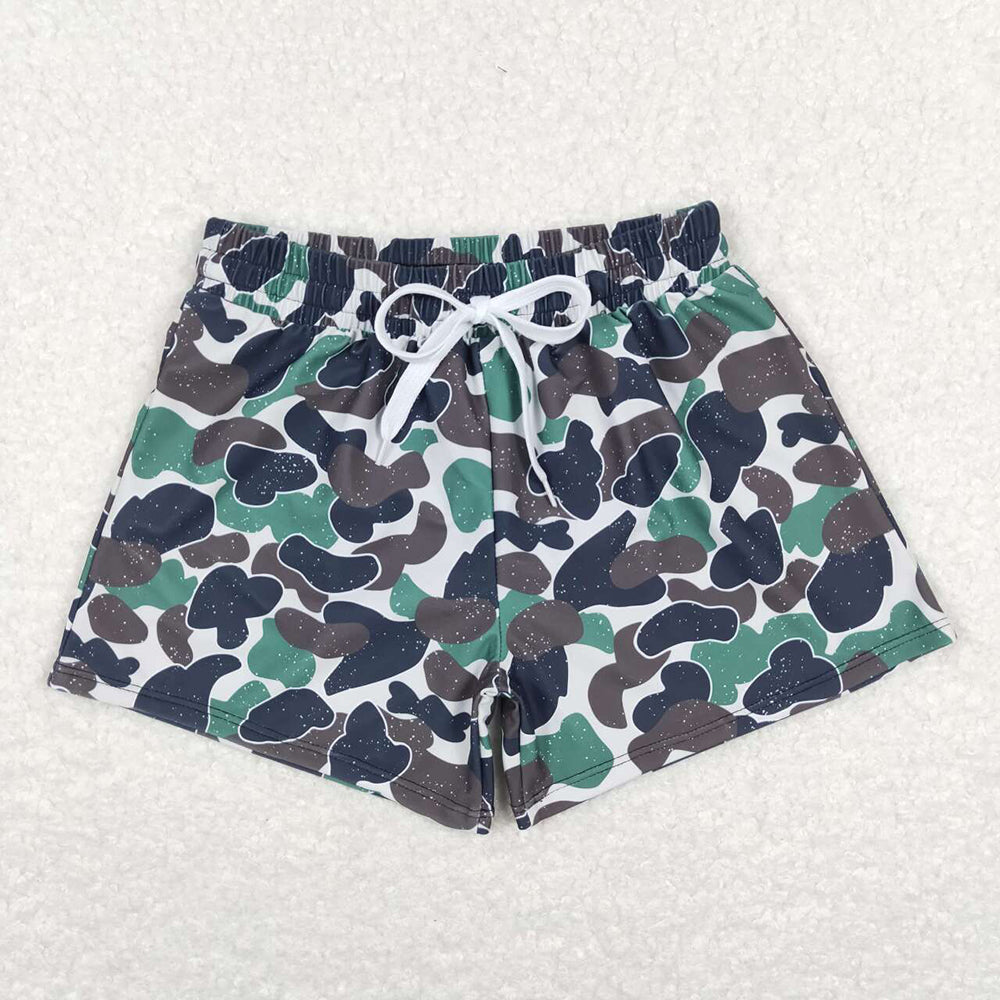 Boys Camo Print Summer Beach Swim Trunks Brothers Swimwear