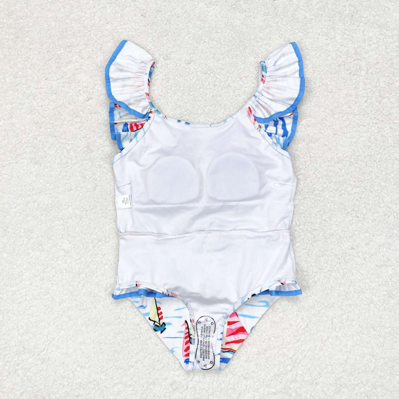 S0277 Sailboat Print Girls 1 Piece Swimsuits