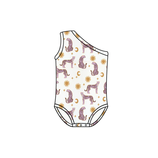 (Pre-order)S0301 Cheetah Print Girls 1 Piece Swimsuits