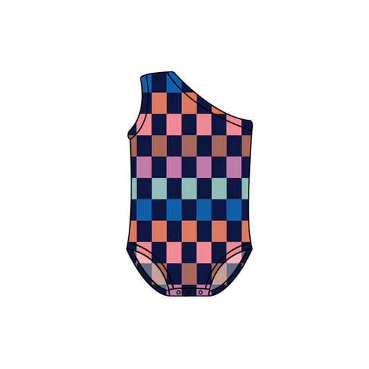 (Pre-order)S0304 Plaid Print Girls 1 Piece Swimsuits