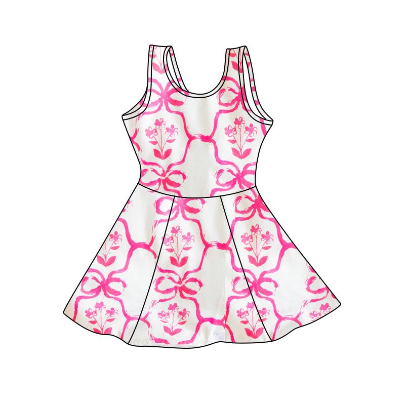 (Custom Design Preorder MOQ 5) Flowers Print Girls 1 Piece Skirts Shorts Swimsuits