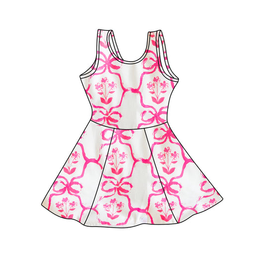 (Custom Design Preorder MOQ 5) Flowers Print Girls 1 Piece Skirts Shorts Swimsuits