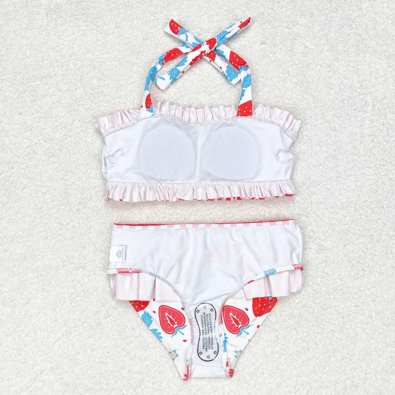 S0316 Strawberry Print Girls 2 Pieces Ruffles Swimsuits