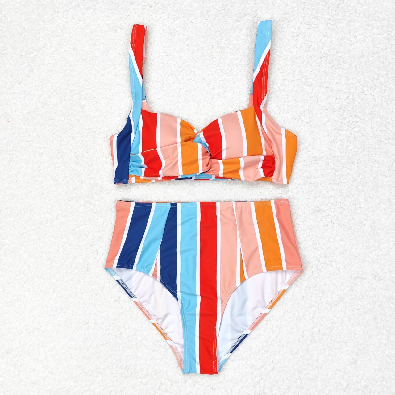 S0338 Adult Stripes Print Woman 2 Pieces Swimsuits