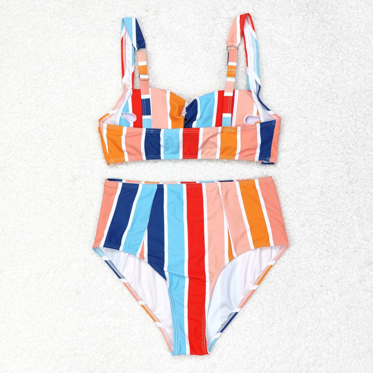 S0338 Adult Stripes Print Woman 2 Pieces Swimsuits