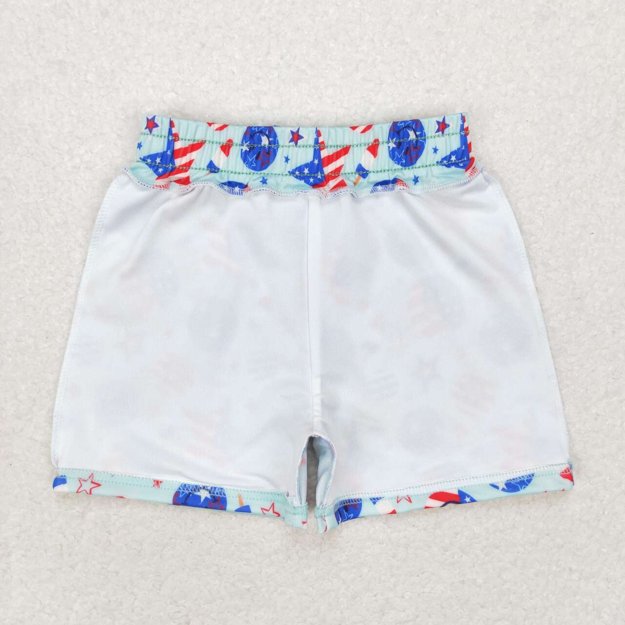 S0434  Smiling Face Stars Popsicle Print Boys 4th of July Swim Trunks