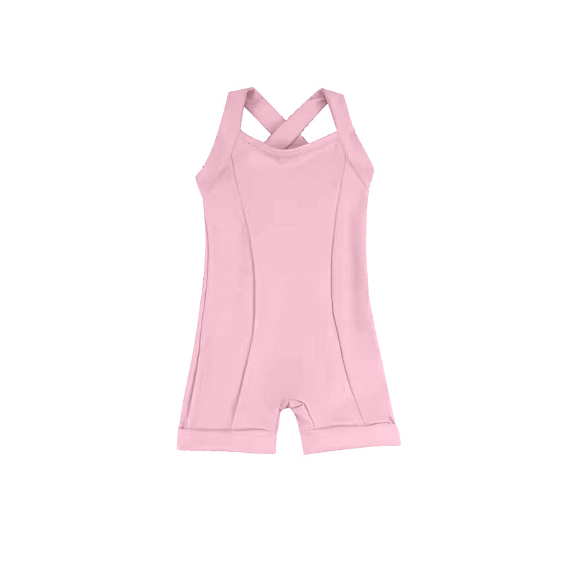 (Pre-order)S0449 Pink Color Girls Active Wear Athletic Jumpsuits