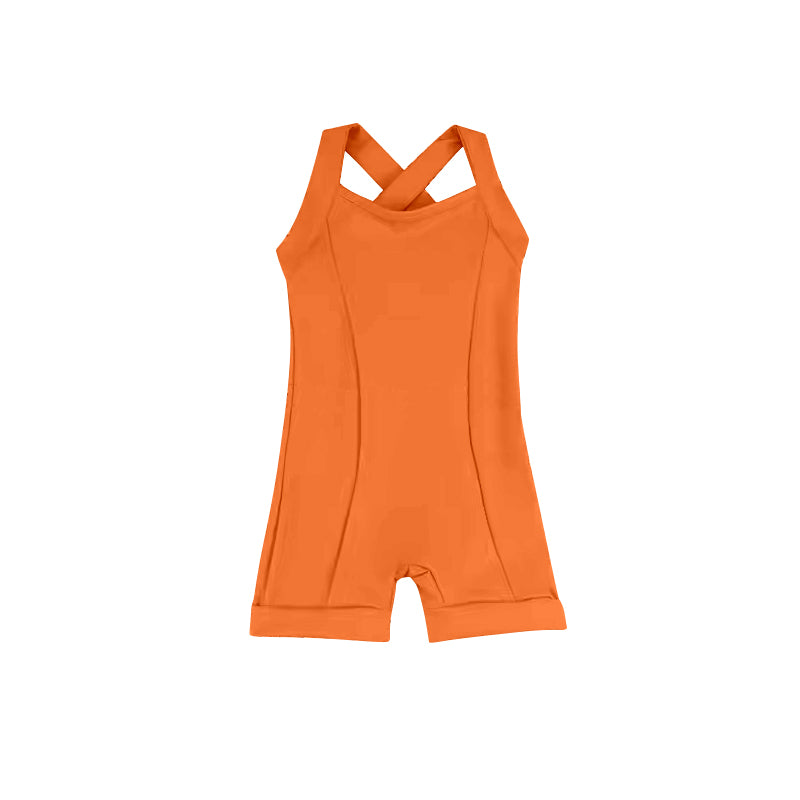 (Pre-order)S0450 Orange Color Girls Active Wear Athletic Jumpsuits