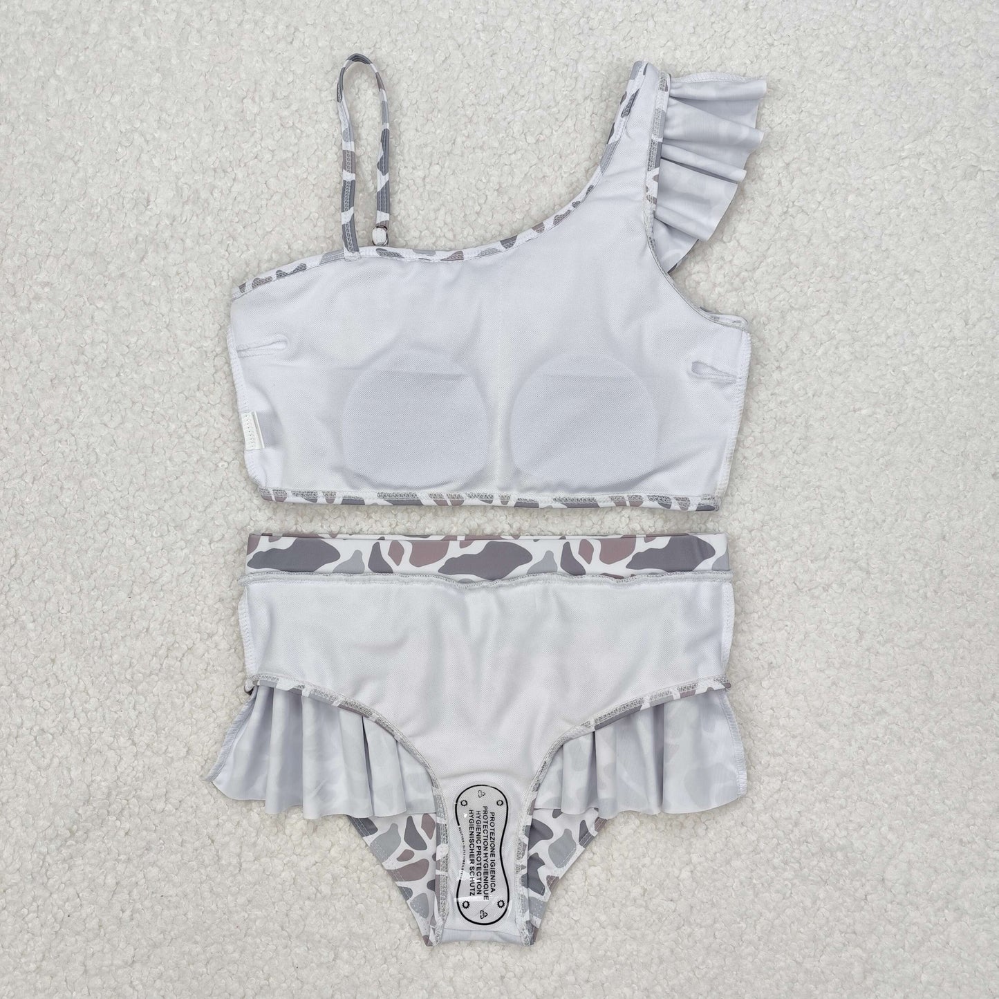 S0457 Grey Camo Print Girls Summer 2 Pieces Swimsuits