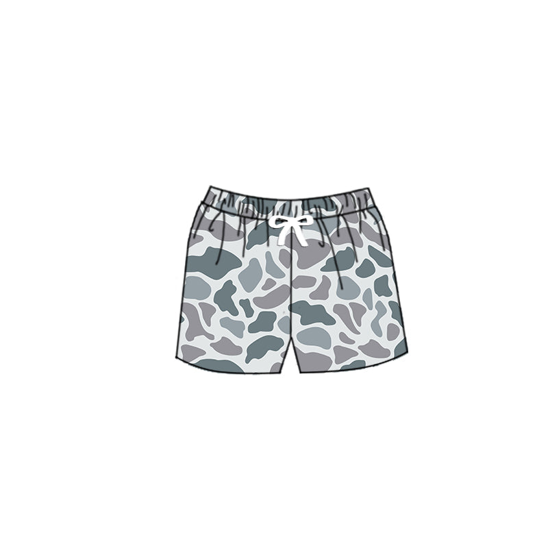 (Pre-order)S0458  Gray Camo Print Boys Swim Trunks