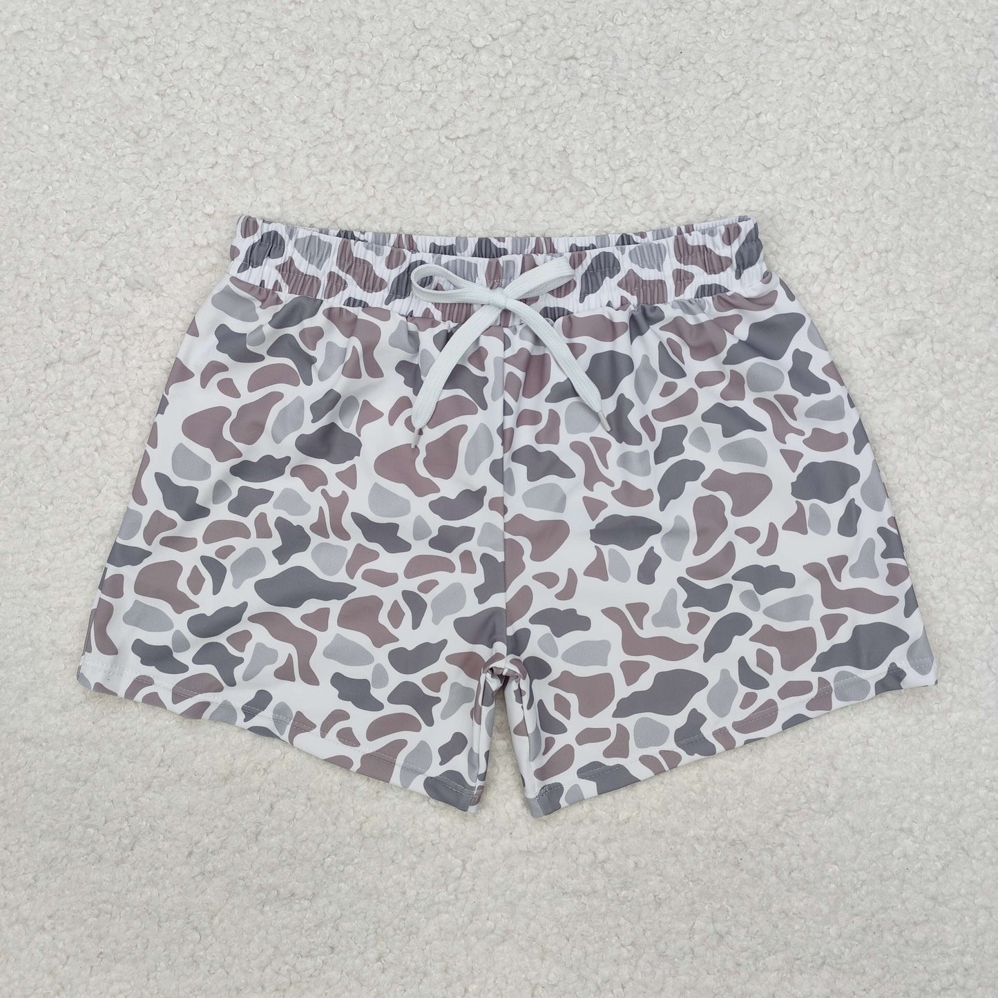 Grey Camo Print Family Matching Swimsuits