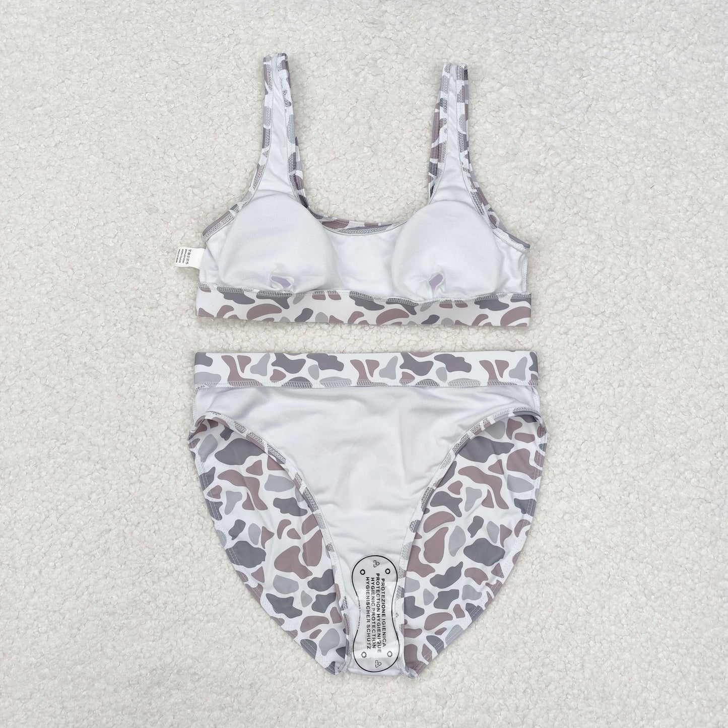 S0459 Adult Grey Camo Print Woman 2 Pieces Swimsuits