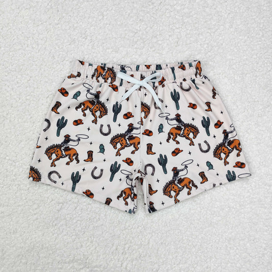 S0461  Rodeo Cactus Print Boys Swim Trunks