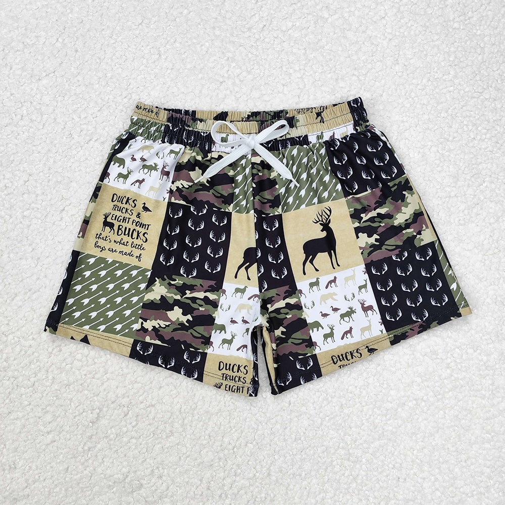 Boys Camo Print Summer Beach Swim Trunks Brothers Swimwear