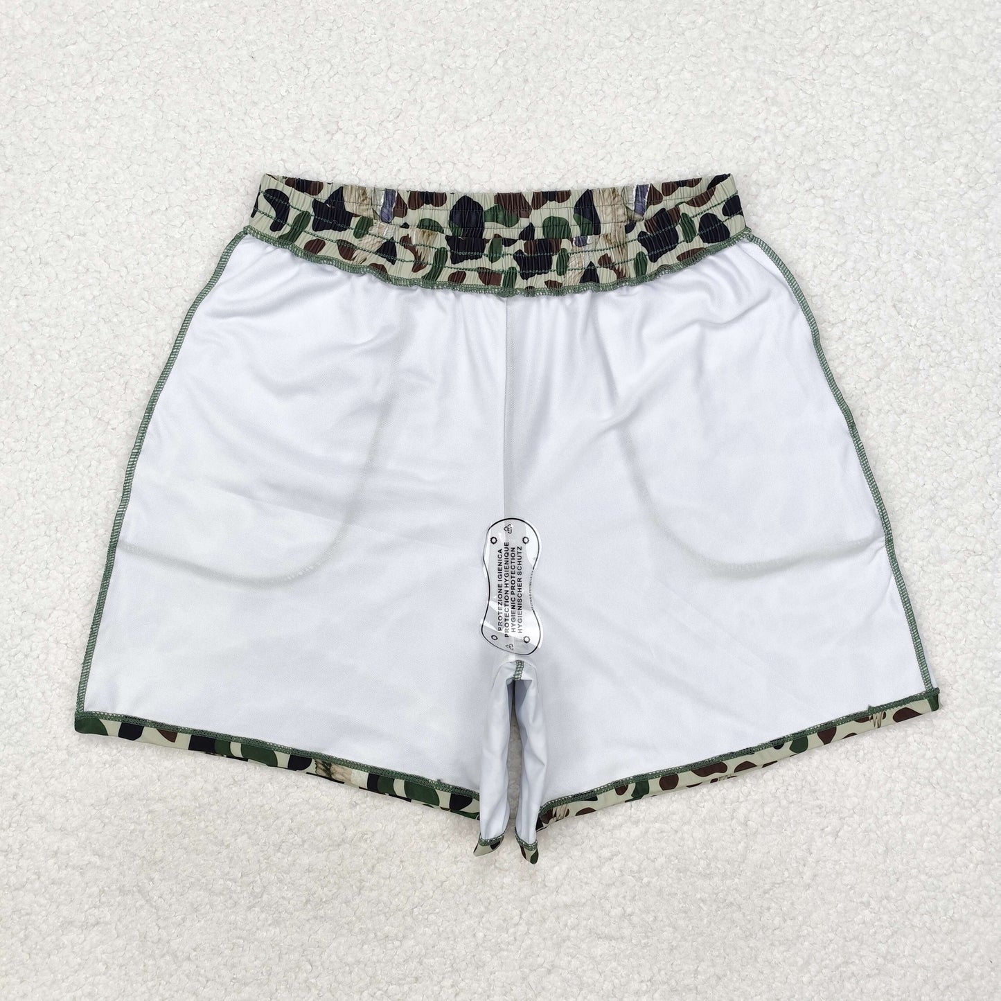 S0468 Adult Duck Green Camo Print Man Swim Trunks