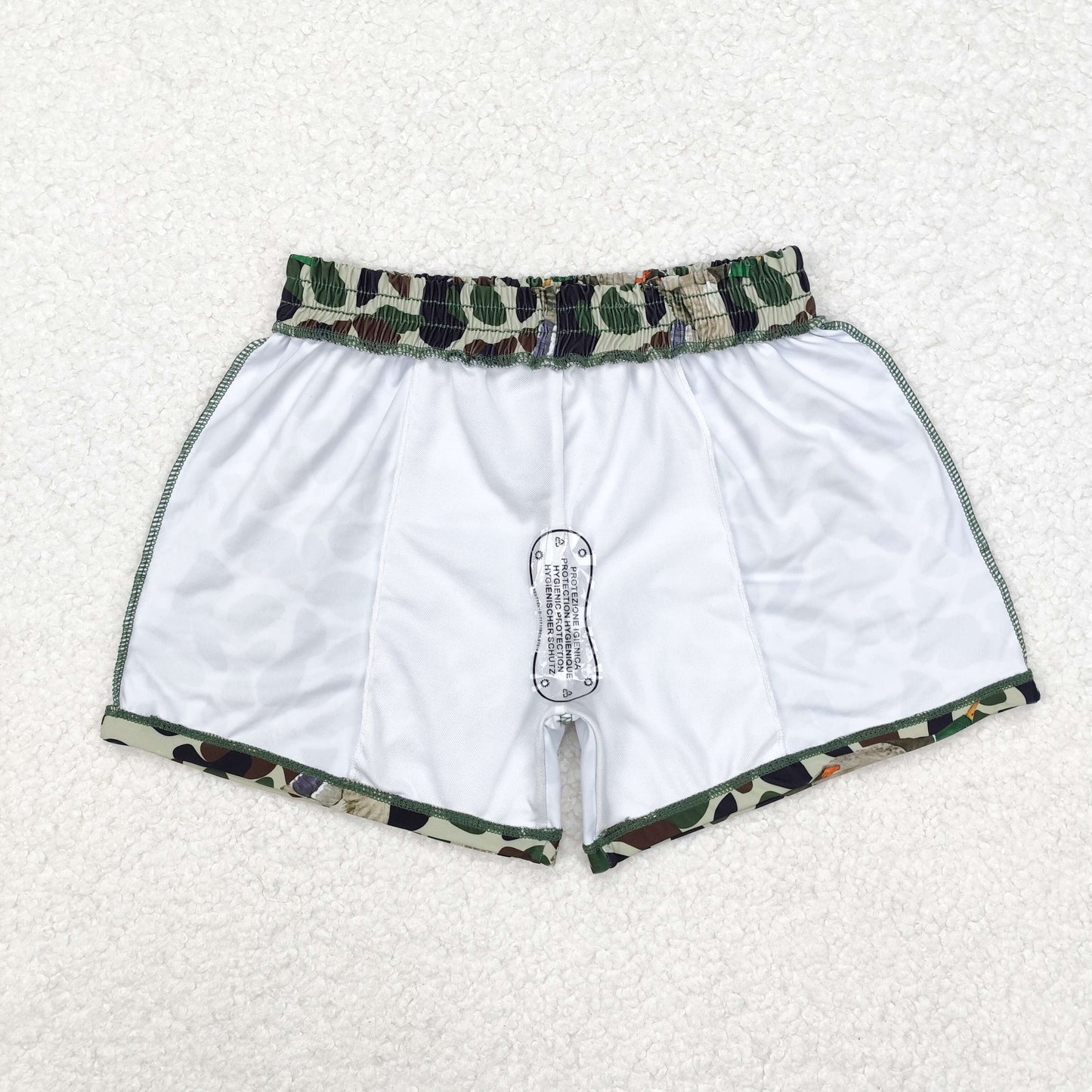 S0469  Duck Green Camo Print Boys Summer Swim Trunks