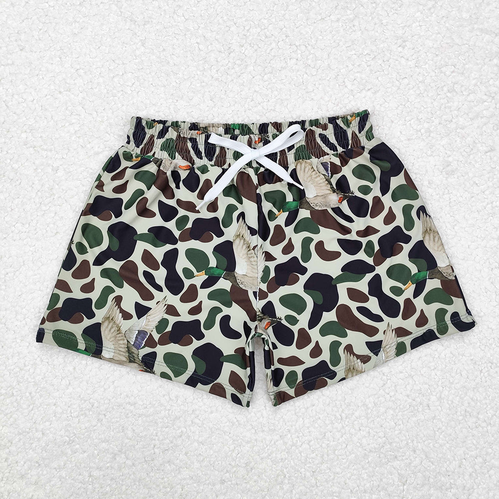 Boys Camo Print Summer Beach Swim Trunks Brothers Swimwear