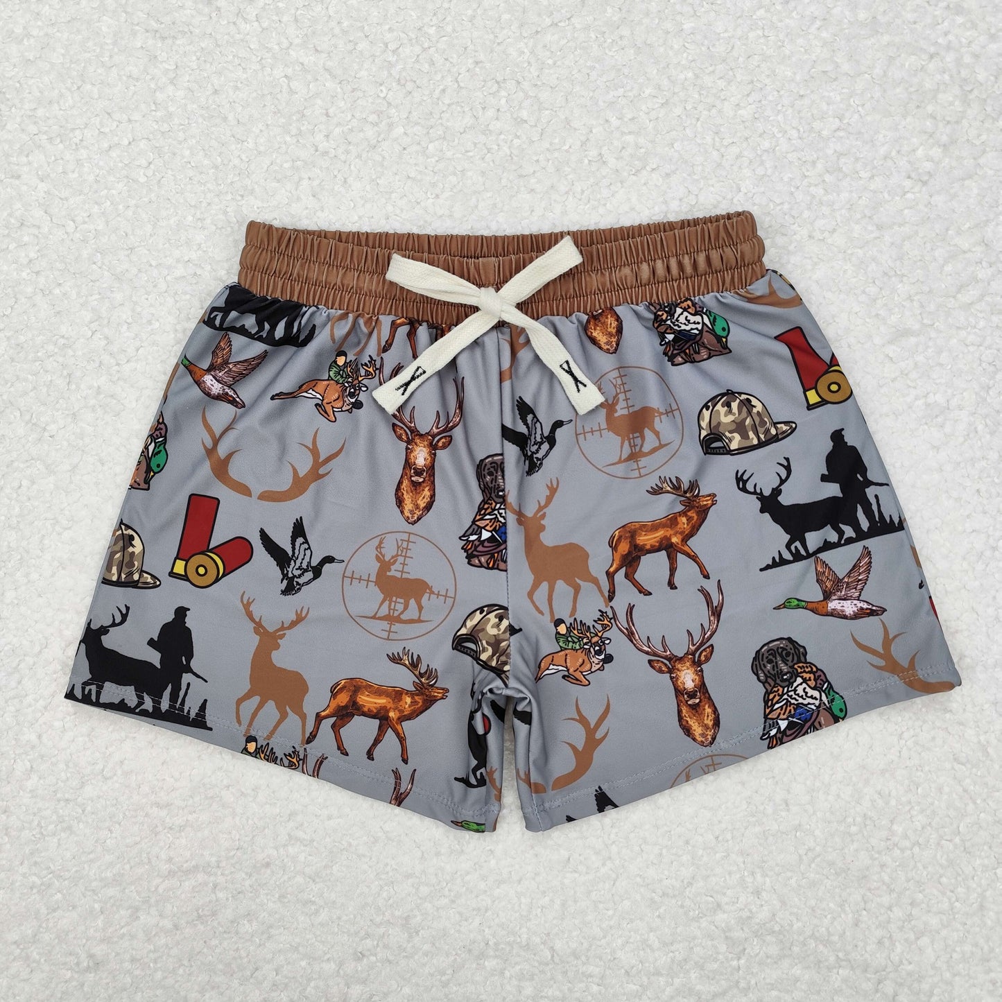 Dog Duck Deer Hunting Print Family Matching Swim Trunks