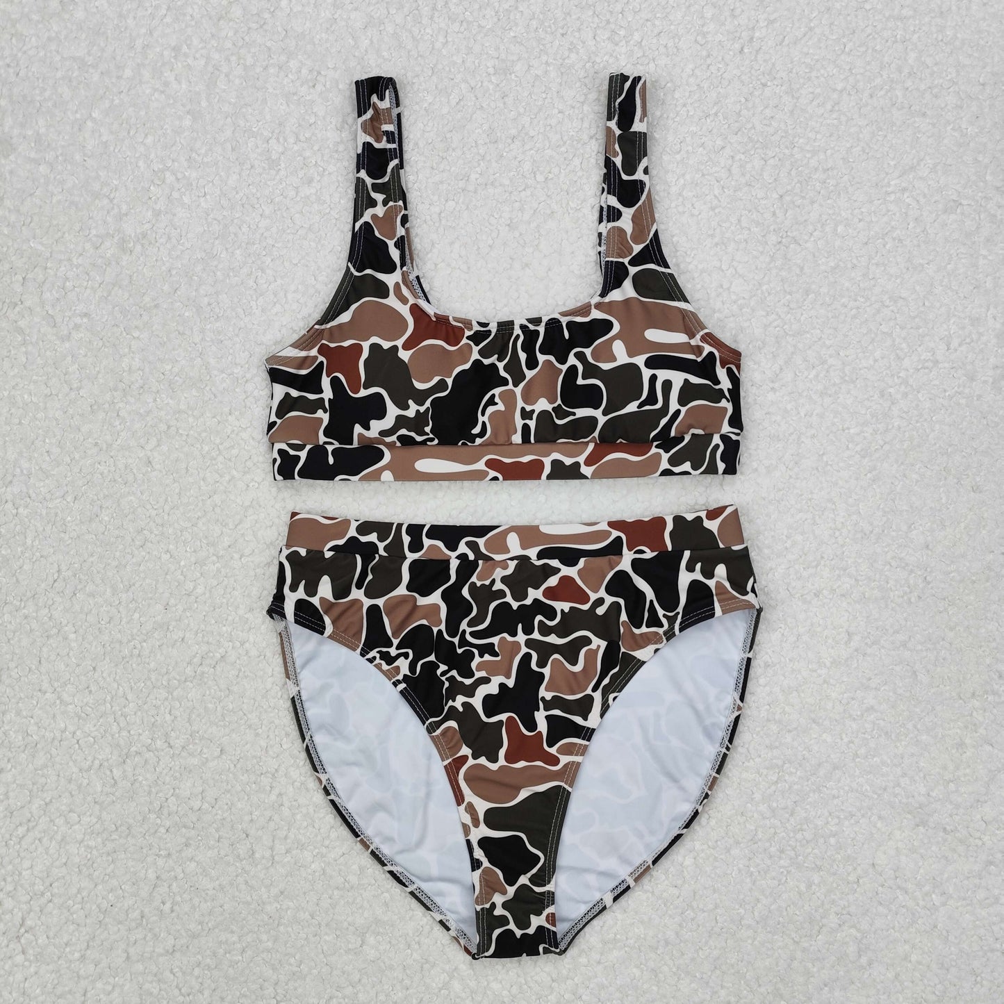 Brown Camo Print Family Matching Swimsuits