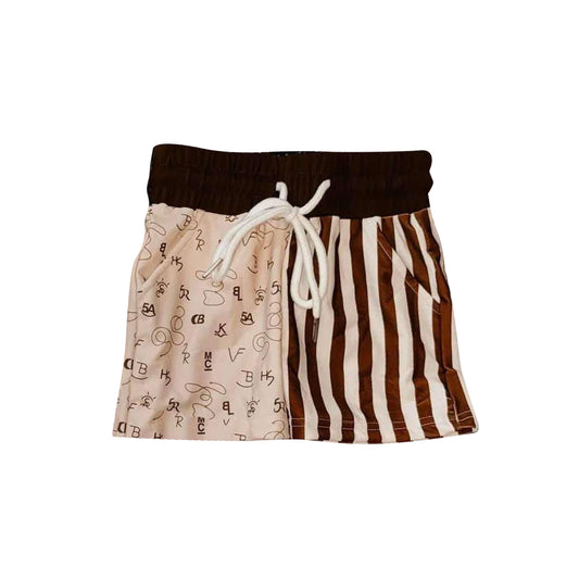 (Pre-order)S0491  Western Wild Stripes Print Boys Summer Swim Trunks