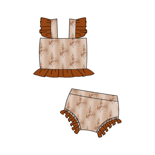 (Pre-order)S0510 Rodeo Print Girls 2 Pieces Swimsuits