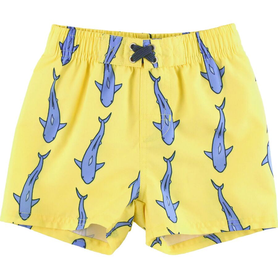 (Pre-order)S0547 Shark Yellow Print Boys Summer Swim Trunks