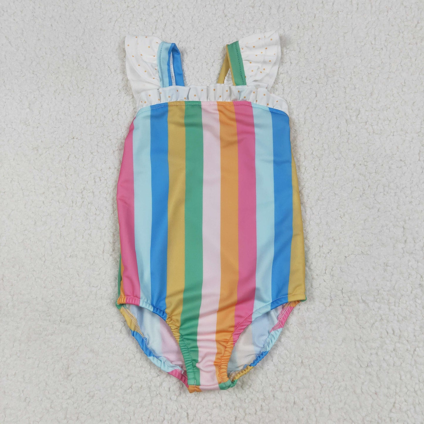 S0550  Colorful Stripes Print Girls 1 Piece Swimsuits
