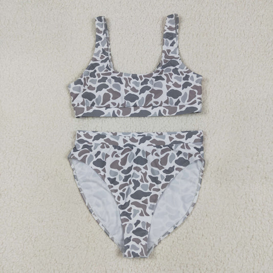 USA-Shop S0558 Adult Grey Camo Print Woman 2 Pieces Swimsuits