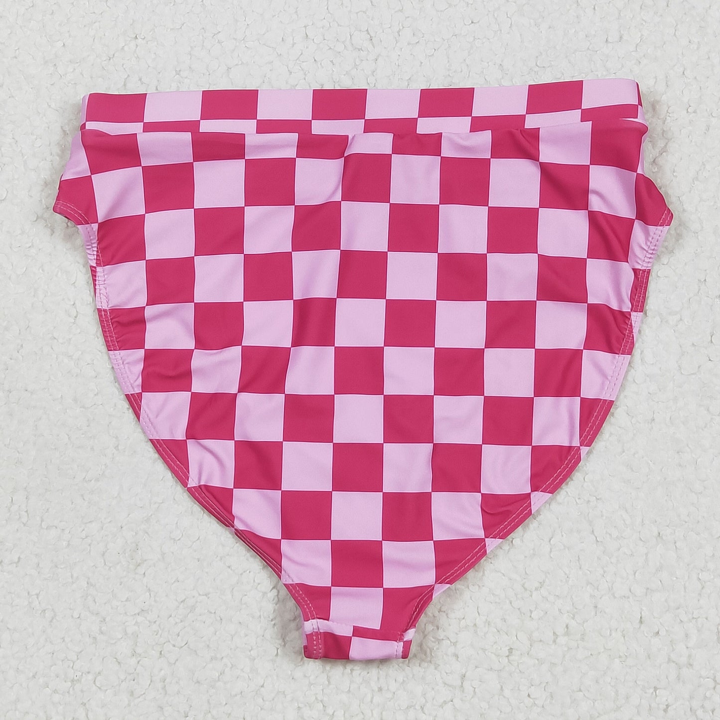 S0559 Adult Pink Plaid Print Woman 2 Pieces Swimsuits