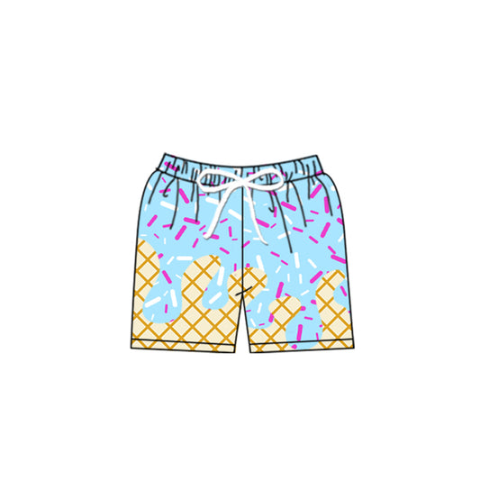 (Pre-order)S0580 Blue Sprinkles Print Boys Summer Swim Trunks
