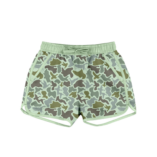 (Pre-order)S0581 Green Camo Print Boys Summer Swim Trunks