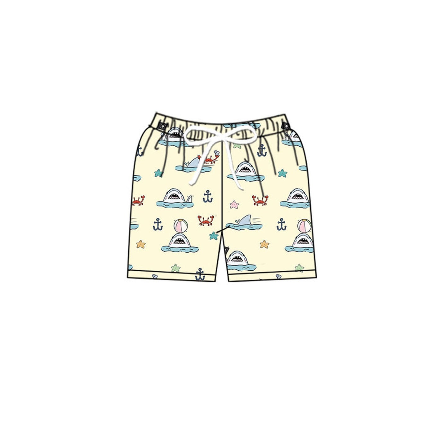 (Pre-order)S0584 Shark Balls Stars Print Boys Summer Swim Trunks