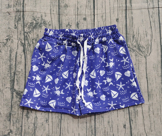 (Pre-order)S0587 Crab Navy Print Boys Summer Swim Trunks
