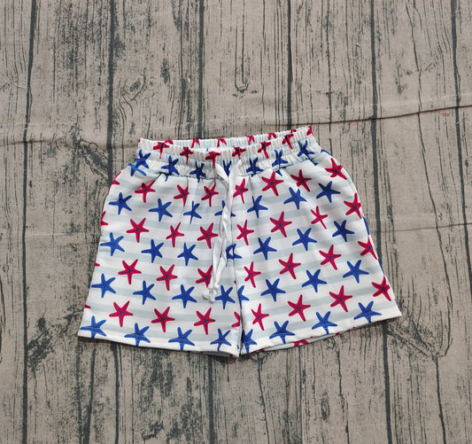 (Pre-order)S0588 Starfish Stripes Print Boys Summer Swim Trunks