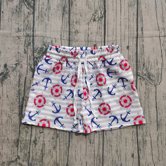 (Pre-order)S0589 Anchor Stripes Print Boys Summer Swim Trunks