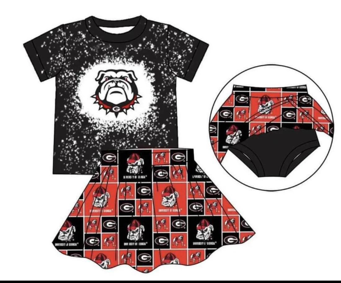 (Custom Design Preorder MOQ 5) Team's Georgia Print Shorts Skirts Girls Summer Clothes Set