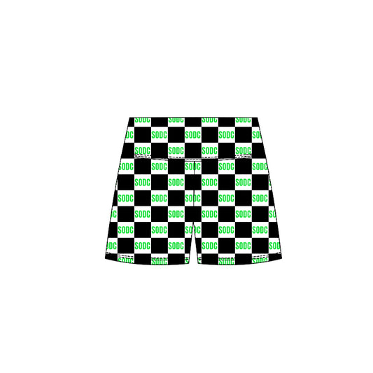 (Custom Design Preorder MOQ 5 ) Team's SODC Plaid Print Girls Summer Bottom Yoga Biker Shorts