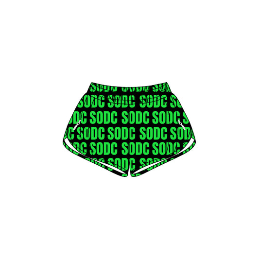 (Custom Design Preorder MOQ 5 Each Item) Team's SODC Green Print Summer Bottom Sports Shorts Mom and Me Matching Clothes