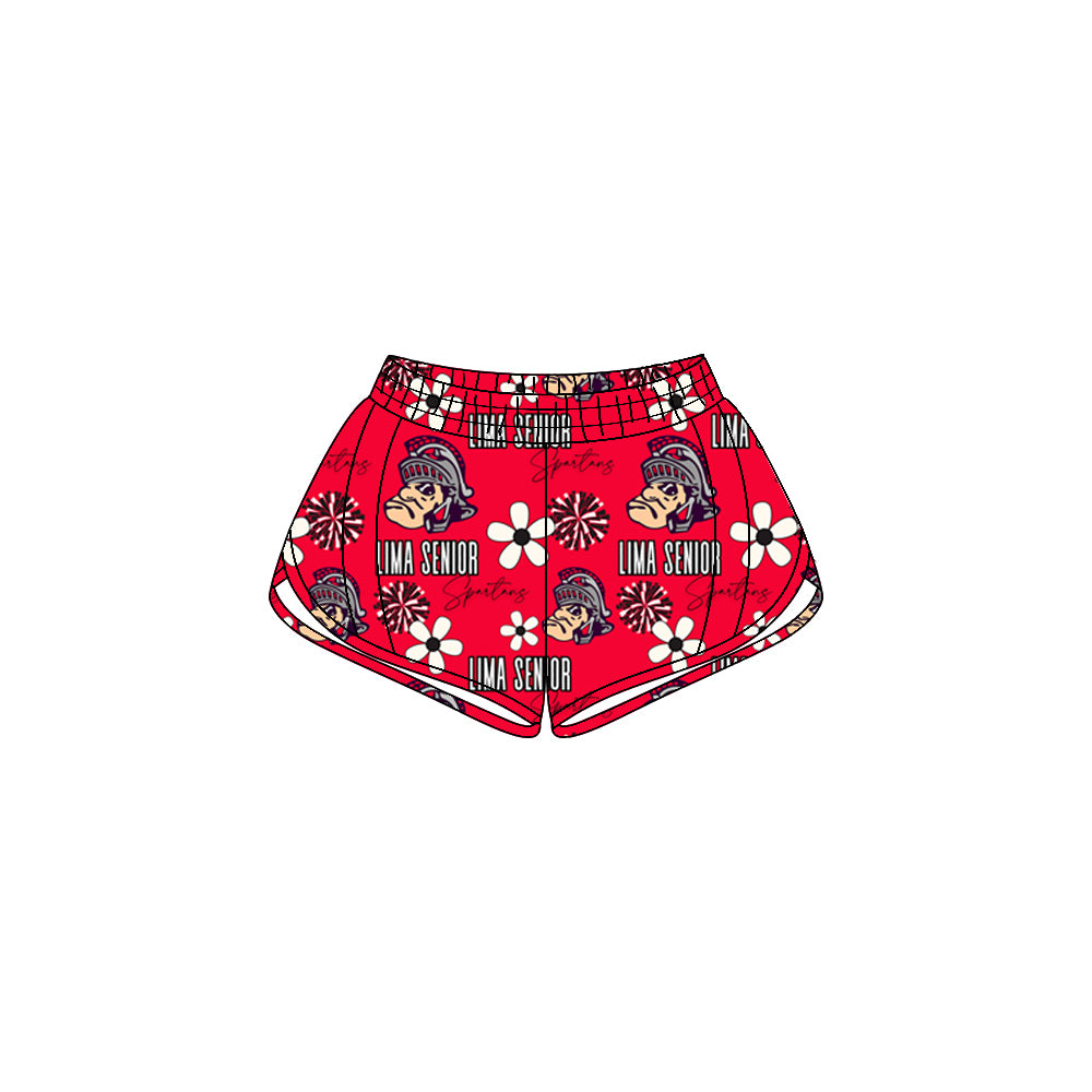 (Custom Design Preorder MOQ 5 Each Item) Team's SPARTANS Print Zipper Pockets Summer Bottom Shorts Mom and Me Matching Clothes