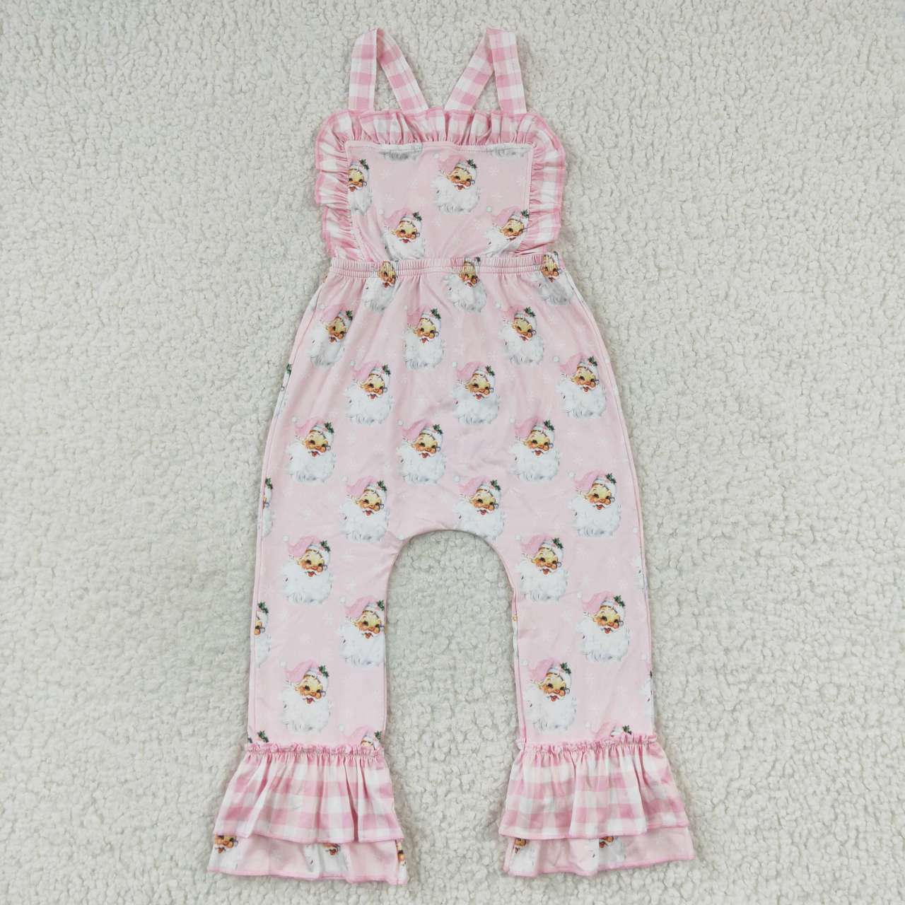 SR0101 Pink Christmas Santa jumpsuit baby girls romper