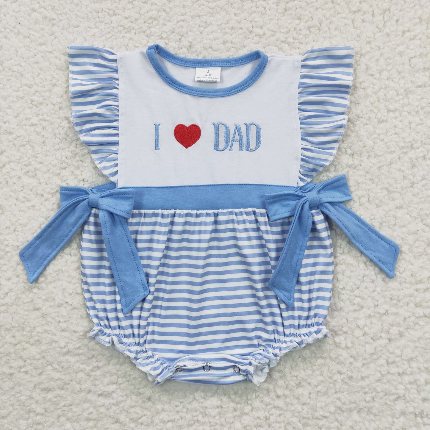 I LOVE DAD Embroidery Blue Print Sibling Father's Day Matching Clothes