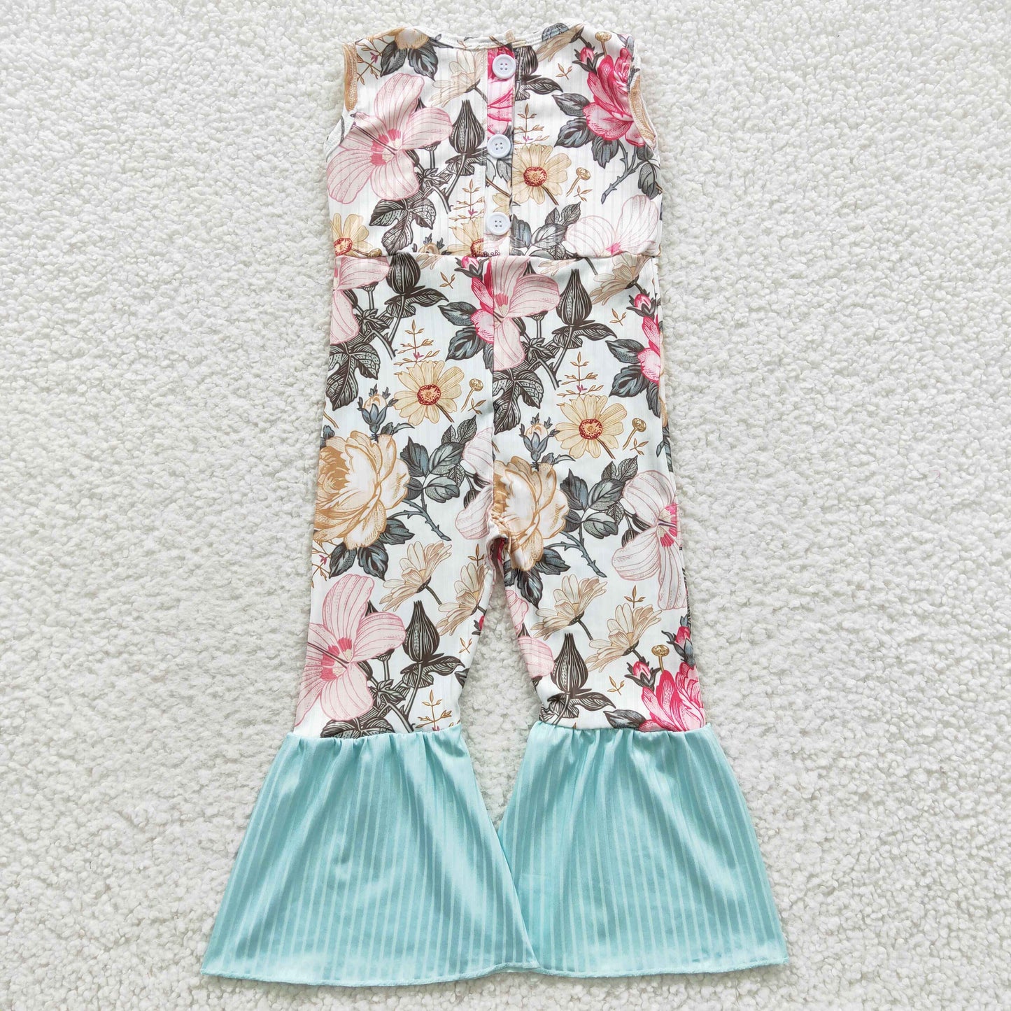 SR0368 Girls sleeveless flowers print summer jumpsuits