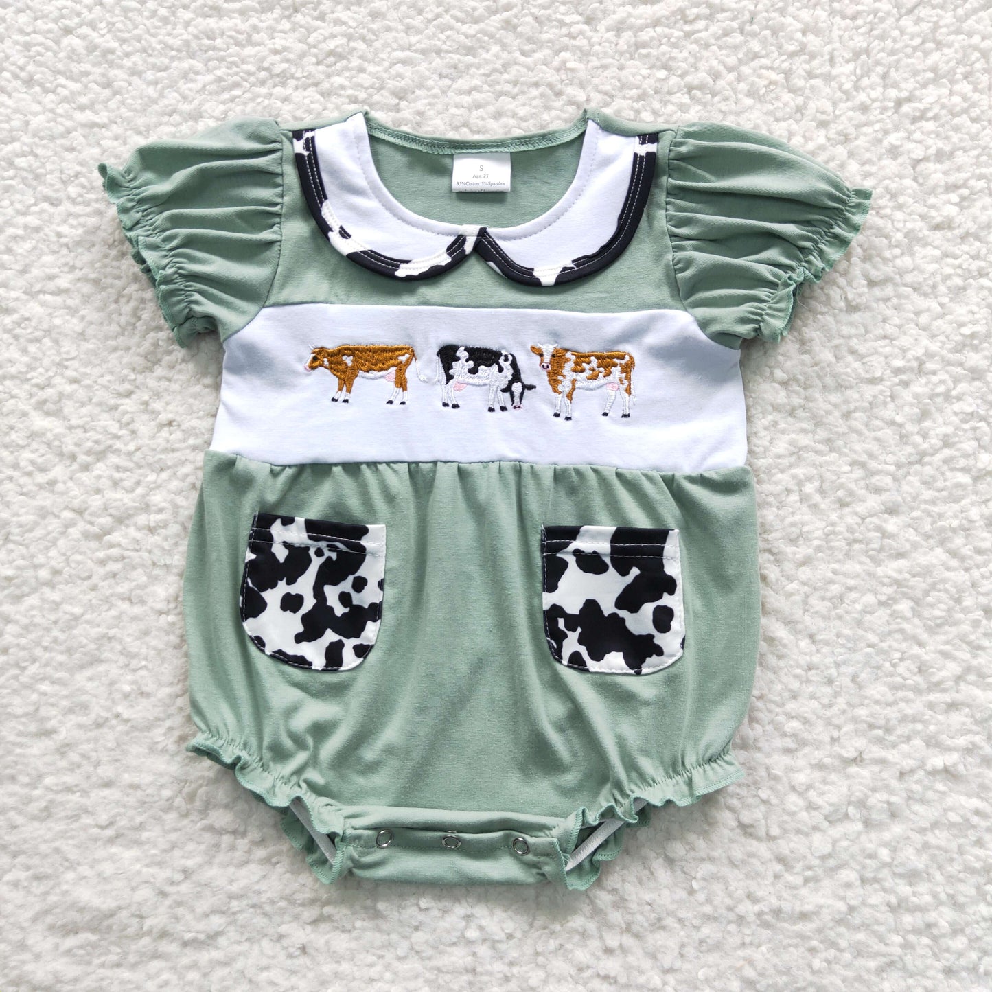 3 cow embroidery cotton matching clothes for siblings