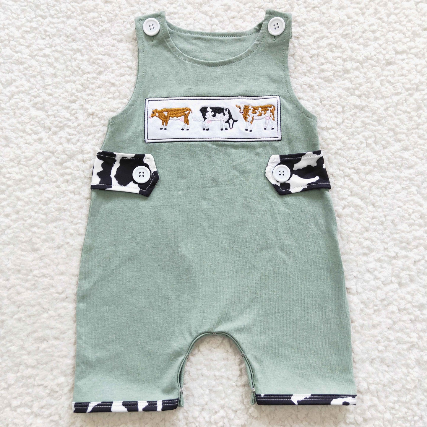 3 cow embroidery cotton matching clothes for siblings