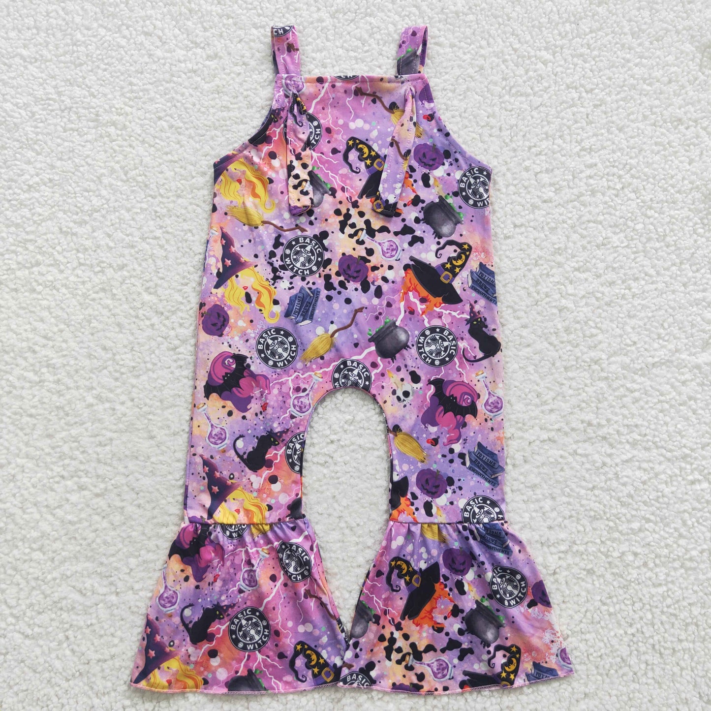 SR0390 Purple tie-dye print girls Halloween jumpsuit