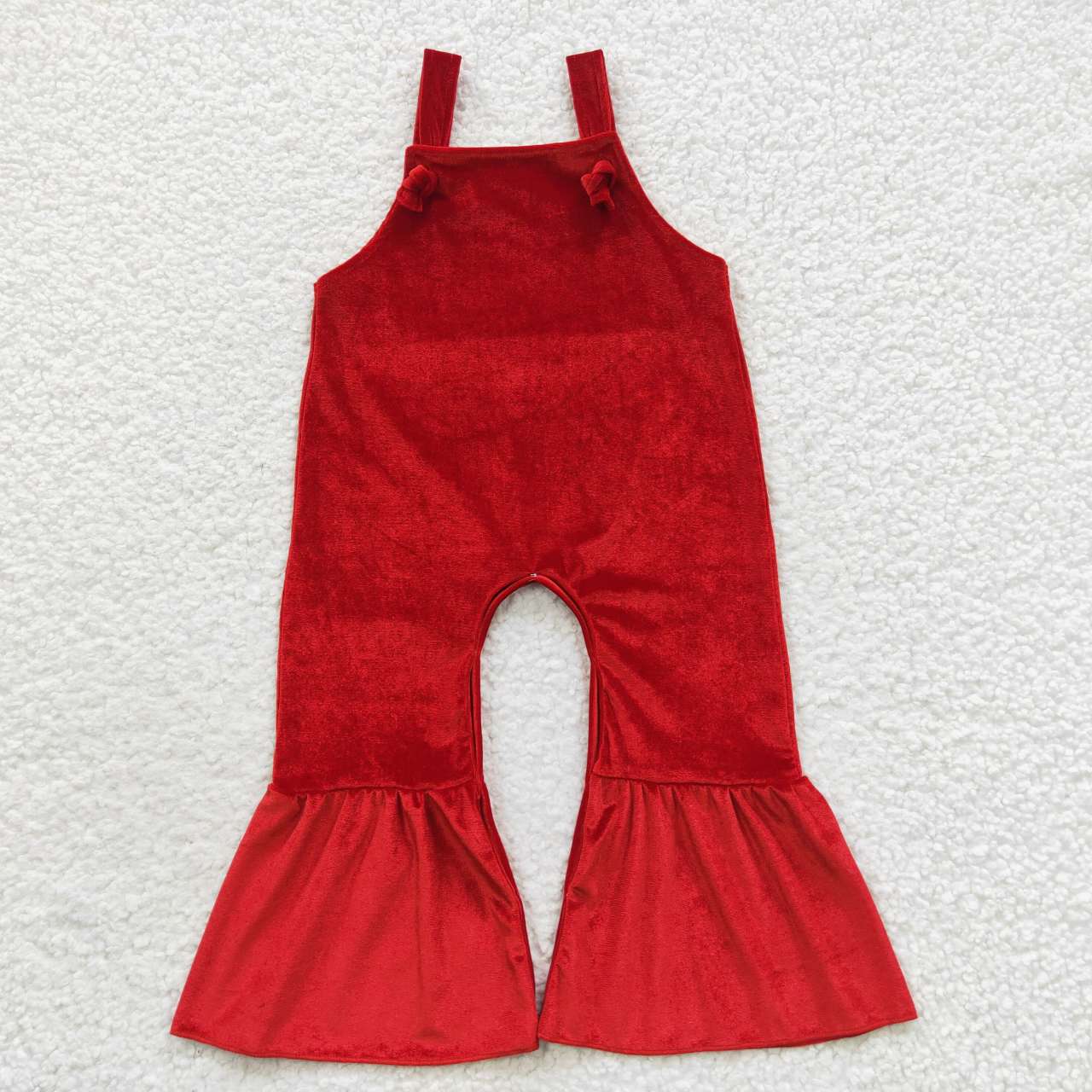 SR0392 Baby girls red velvet overall Christmas jumpsuits