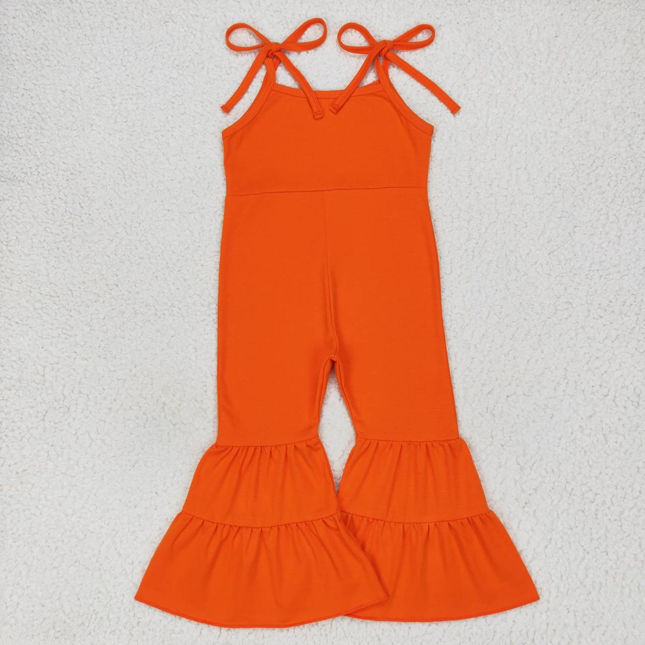 SR0451 Pumpkin color baby girls bell bottom jumpsuit