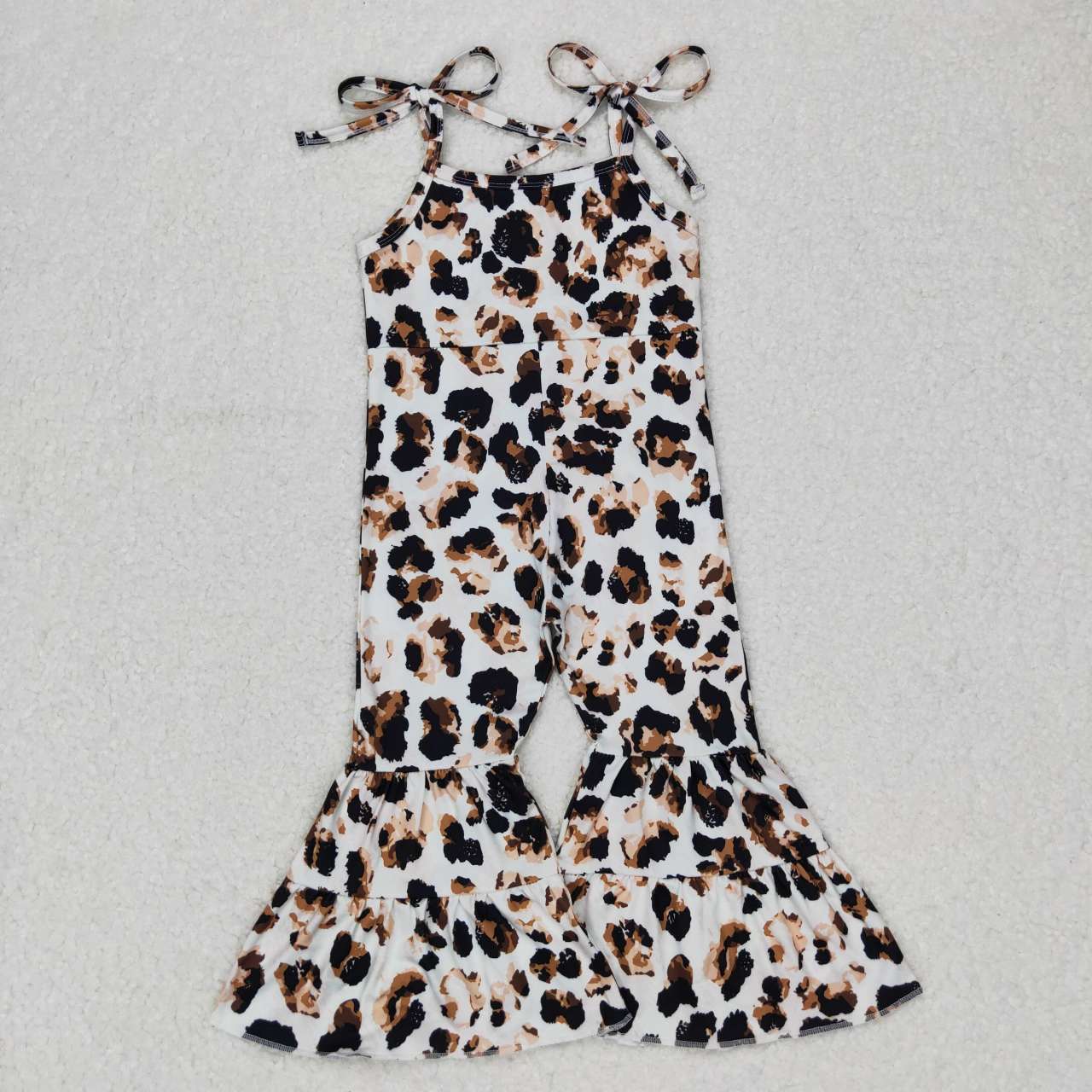 SR0456 Leopard print baby girls bell bottom jumpsuit