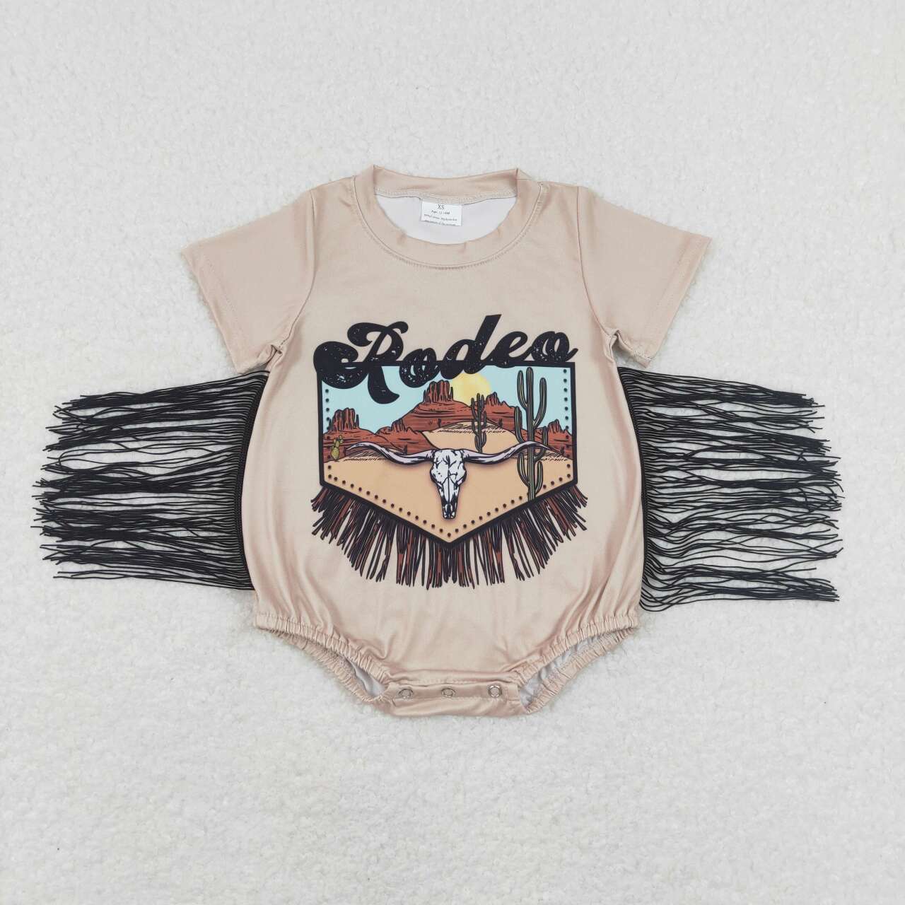 SR0464 Rodeo Print Tassels Baby Girls Western Summer Romper